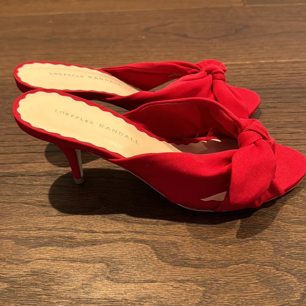 Loeffler Randall Womens Luisa Velvet Knotted Bow Kitten Heel Sandals Size 7.5