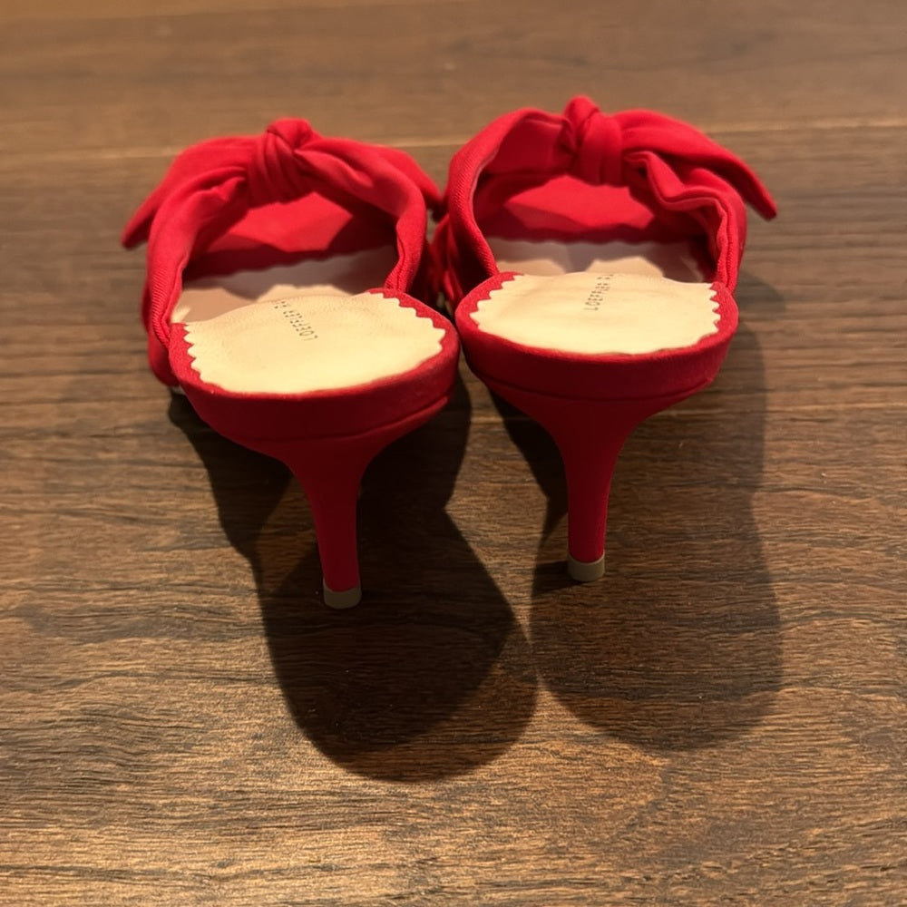 Loeffler Randall Womens Luisa Velvet Knotted Bow Kitten Heel Sandals Size 7.5
