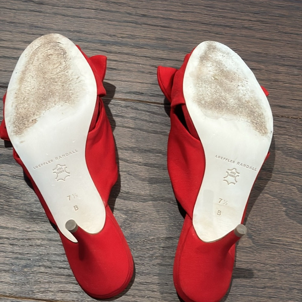 Loeffler Randall Womens Luisa Velvet Knotted Bow Kitten Heel Sandals Size 7.5