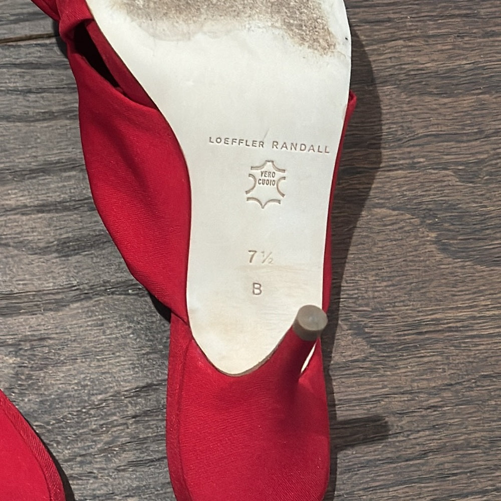 Loeffler Randall Womens Luisa Velvet Knotted Bow Kitten Heel Sandals Size 7.5