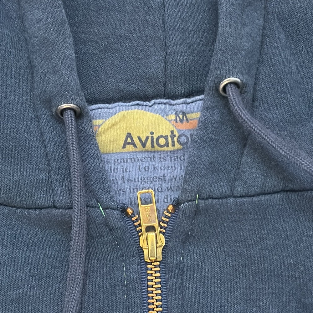 Aviator Nation Women’s Dark Grey Lightening Bolt Hooded Zip Up Sweatshirt Size M