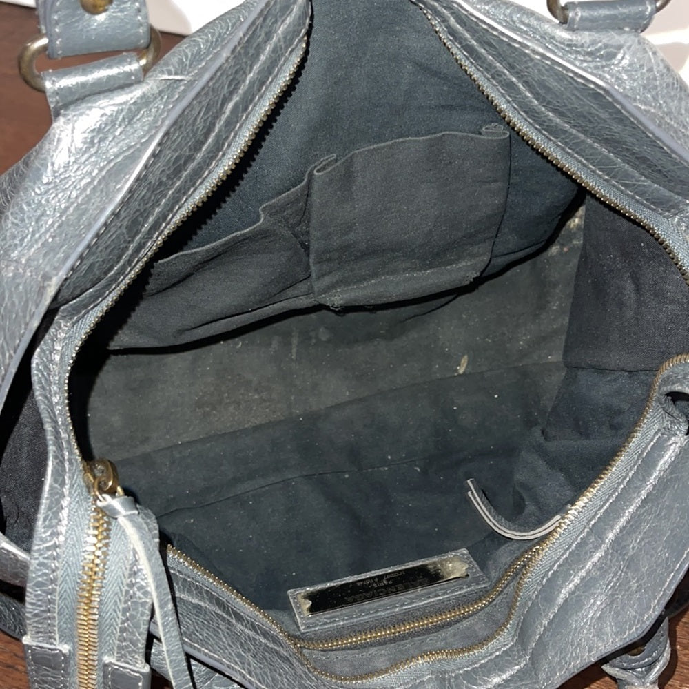 Balenciaga Anthracite Lambskin Leather Motorcycle City Bag Slate Grey