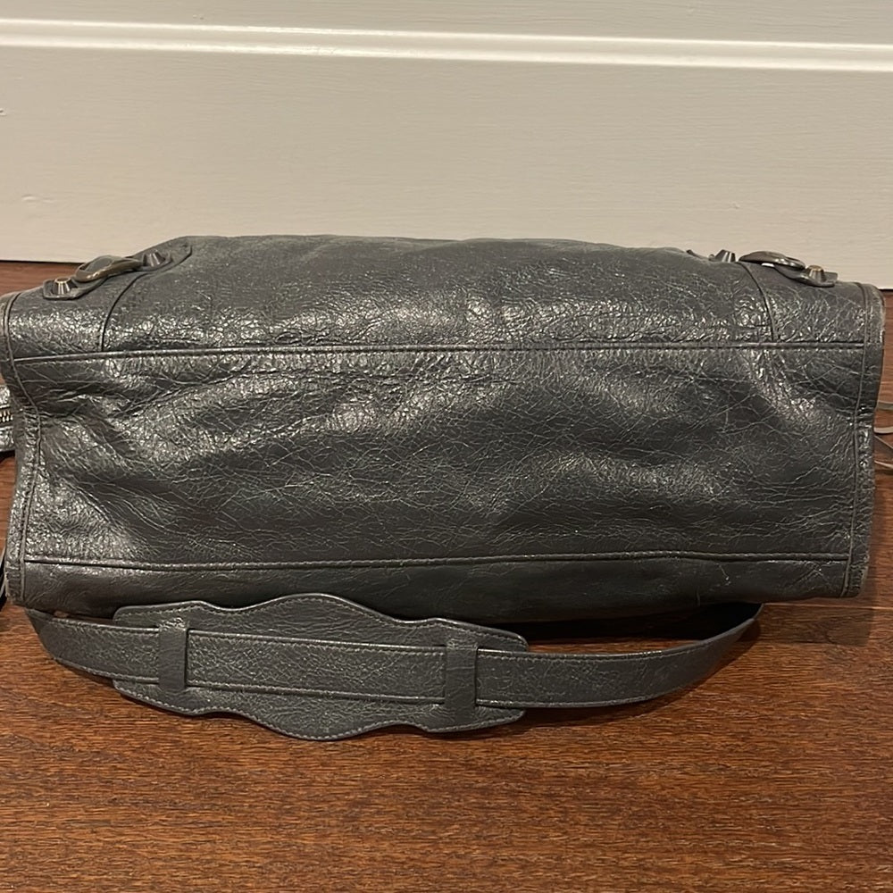 Balenciaga Anthracite Lambskin Leather Motorcycle City Bag Slate Grey