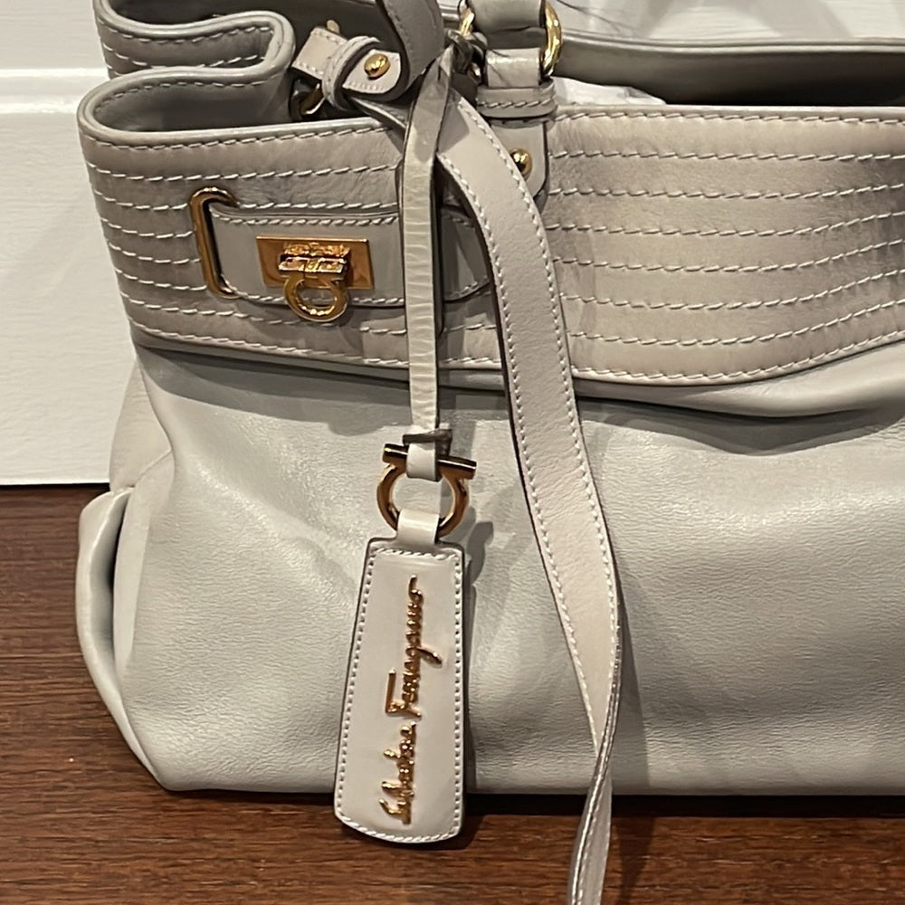 Salvatore Ferragamo Women’s Grey Leather Top Handle Bag