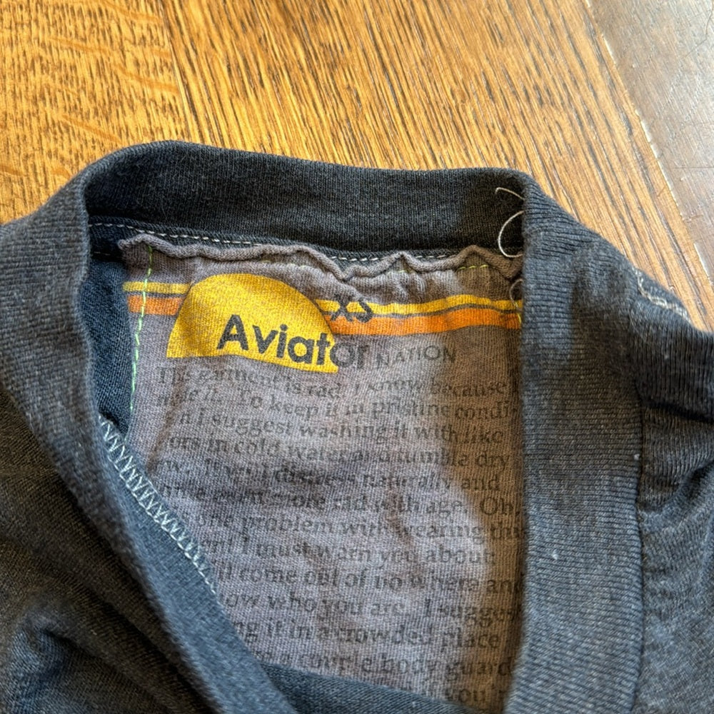 Aviator Nation Girls Shortsleeve Shirt Grey and White Size XS