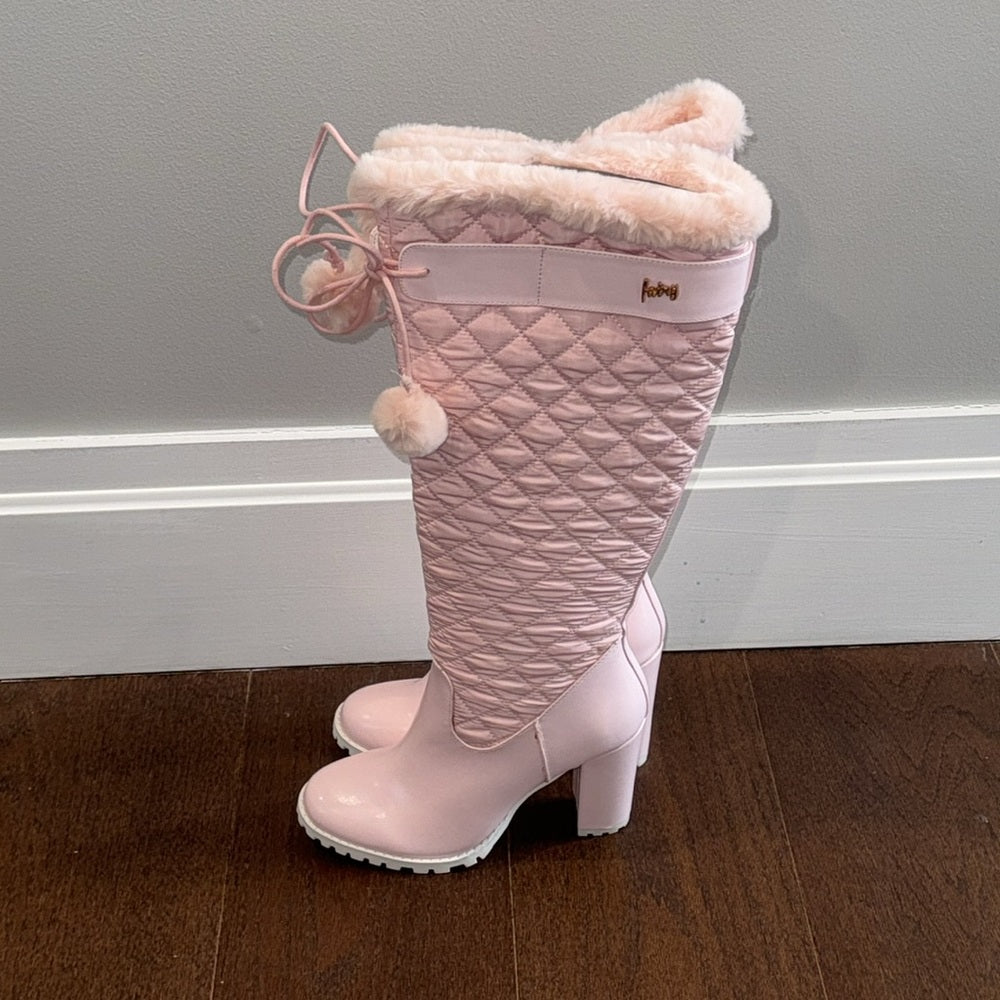 NWT The Fairy Couture Lifestyle Fluffy Snow Bunny Shoes Baby Pink Size 9