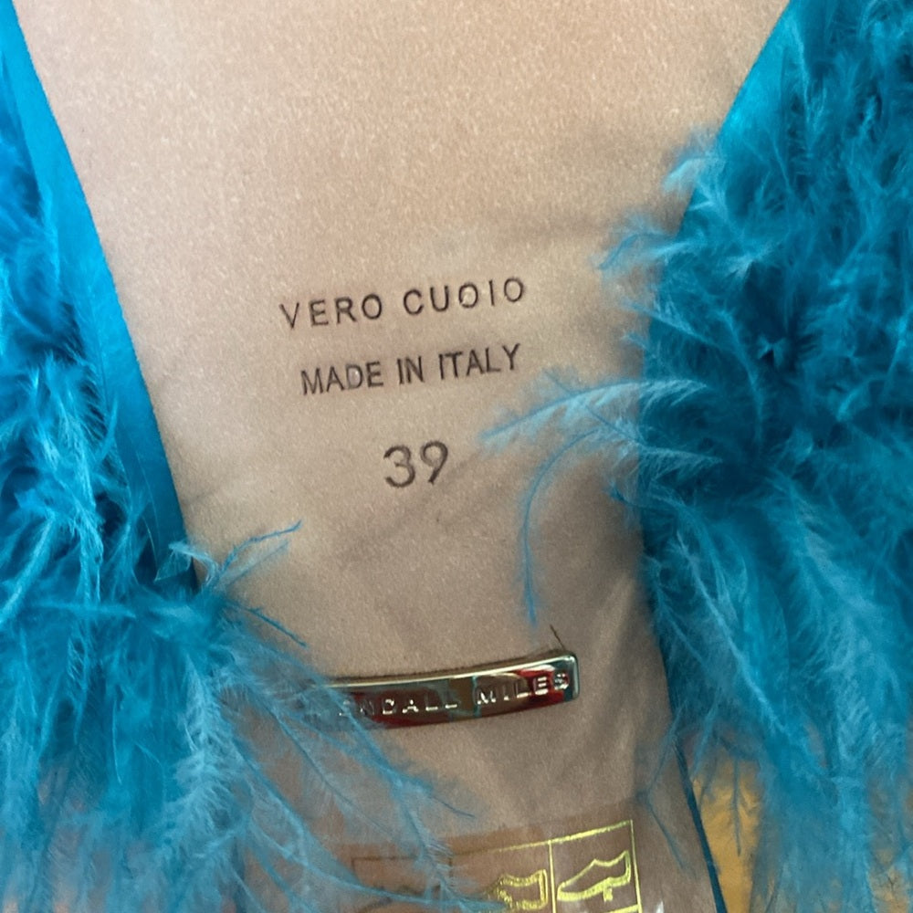 Kendall Miles Women’s Teal Blue Feathered Heels Size 39
