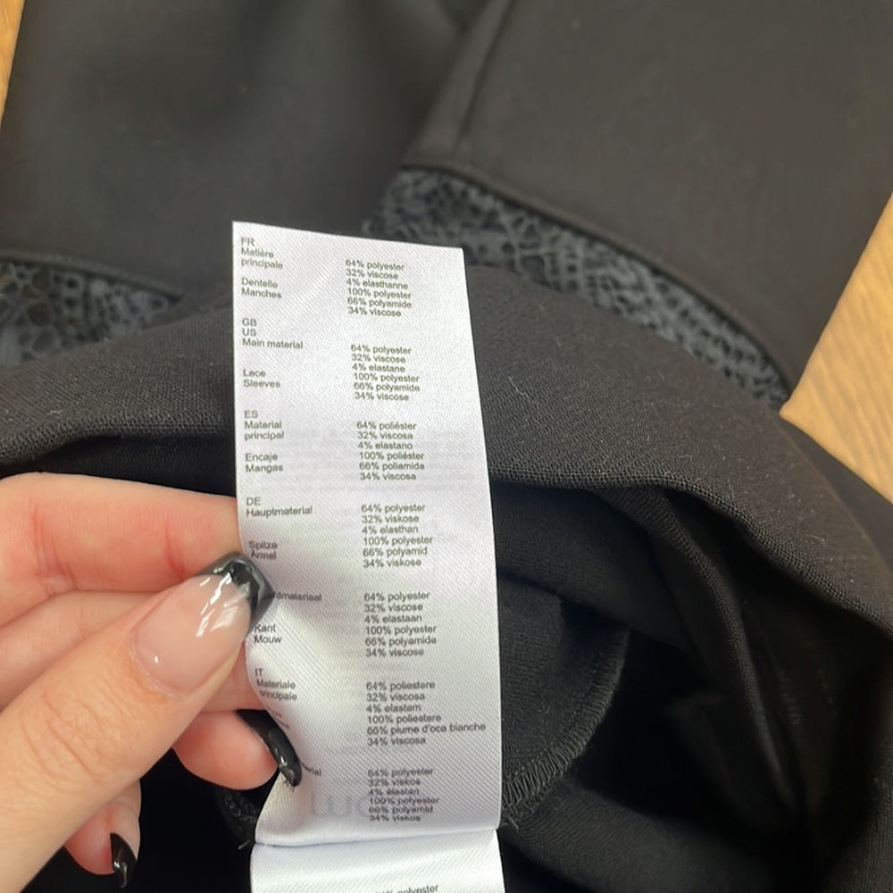 NWT Maje Woman’s Black Izona Lace Detail Romper Accents Size 36/US 4