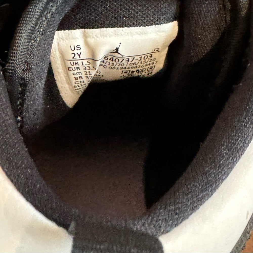 Nike Air Jordan’s Kids Black, Pink and White Mid Top Sneakers Size 2