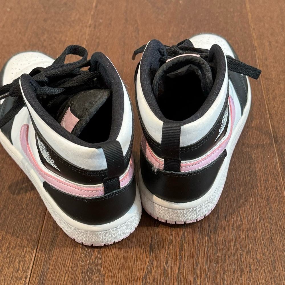 Nike Air Jordan’s Kids Black, Pink and White Mid Top Sneakers Size 2
