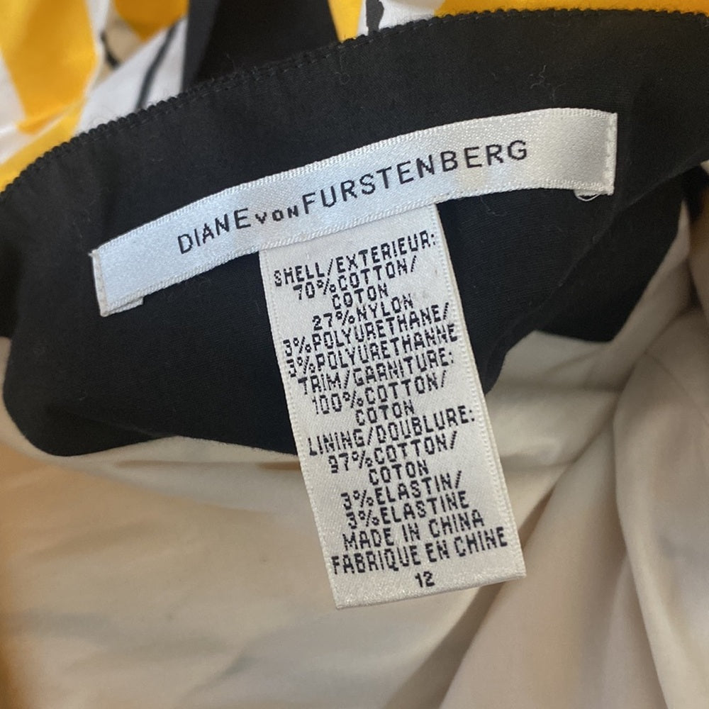 Diane Von Furstenberg Women’s Flowy Yellow Striped Dress Size 12