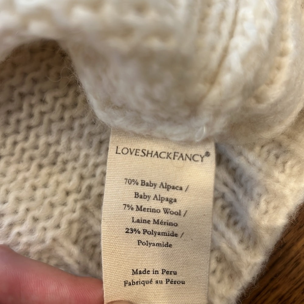 LoveShackFancy Women’s Off the Shoulder Cream Sweater Size Small