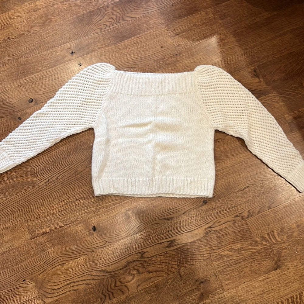 LoveShackFancy Women’s Off the Shoulder Cream Sweater Size Small