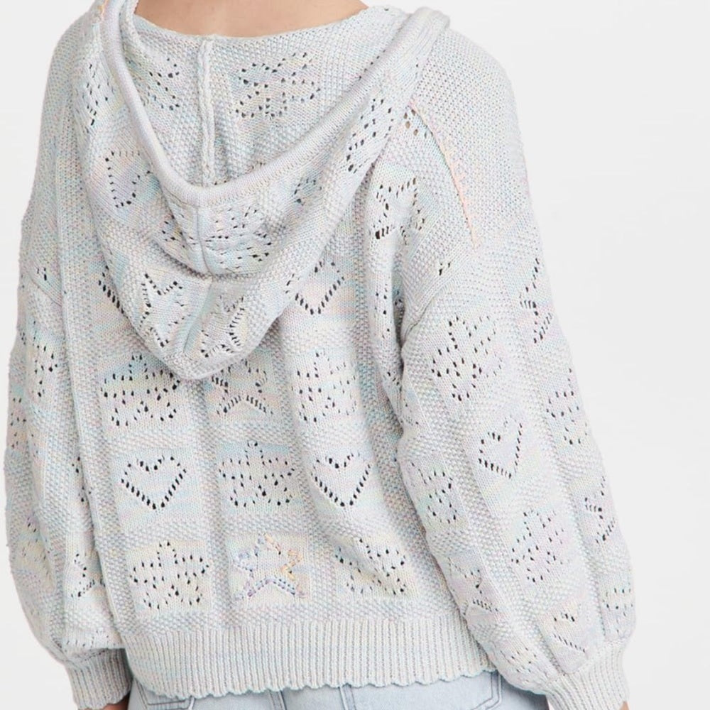 Love Shack Fancy Women’s Colorful Sweater with a Hood Size S