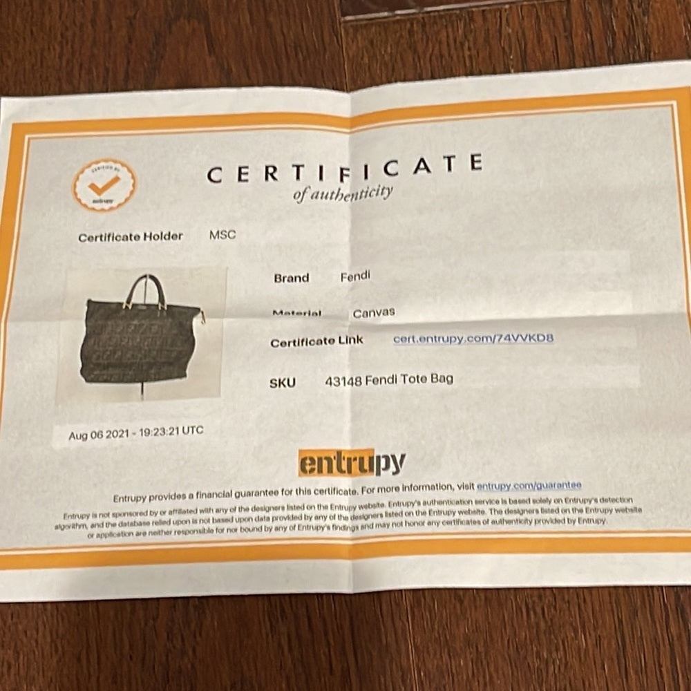 FENDI Canvas Brown Logo Tote Bag