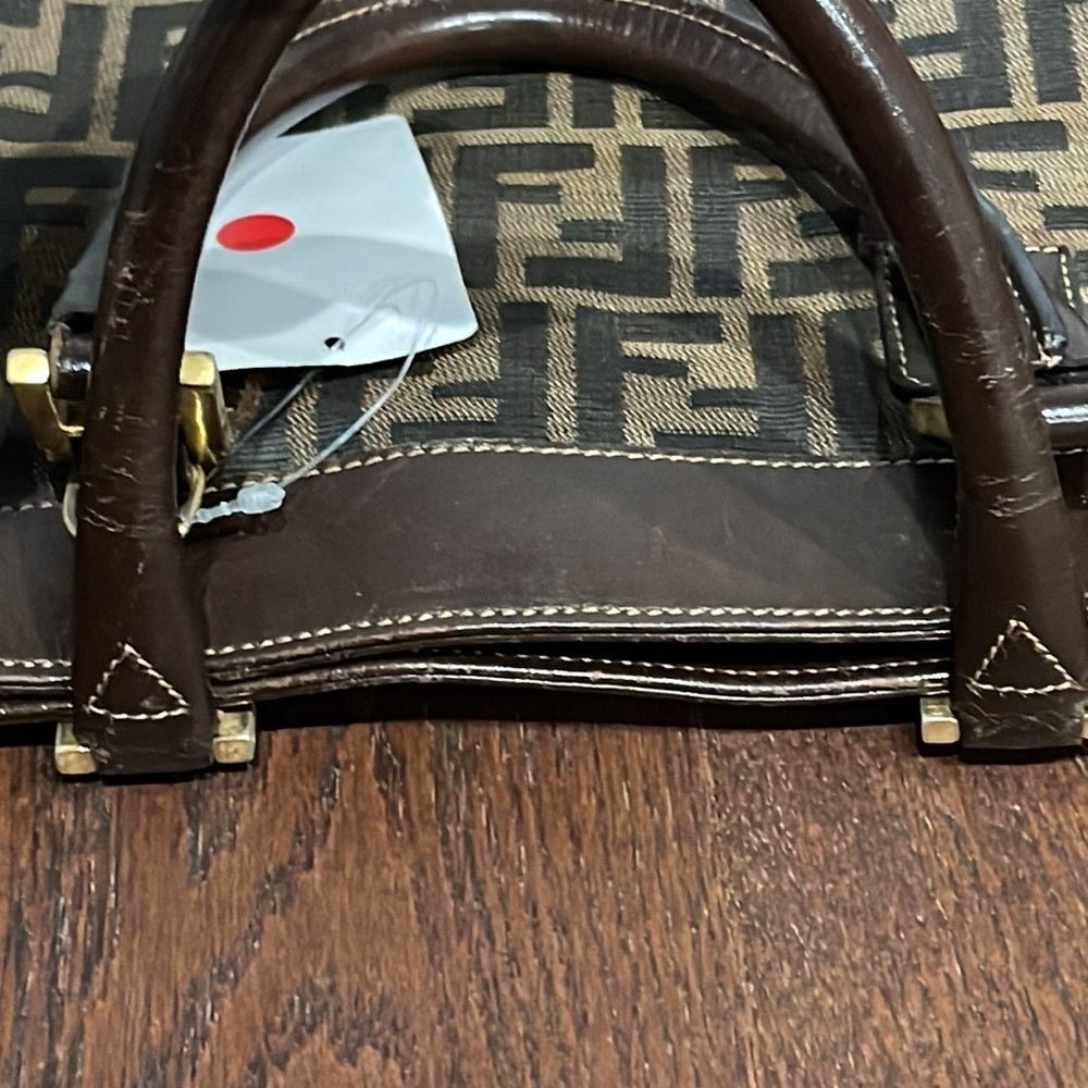 FENDI Canvas Brown Logo Tote Bag