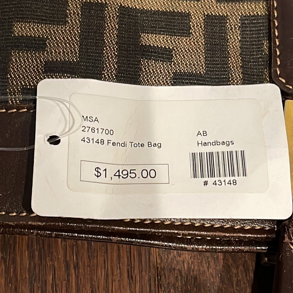 FENDI Canvas Brown Logo Tote Bag