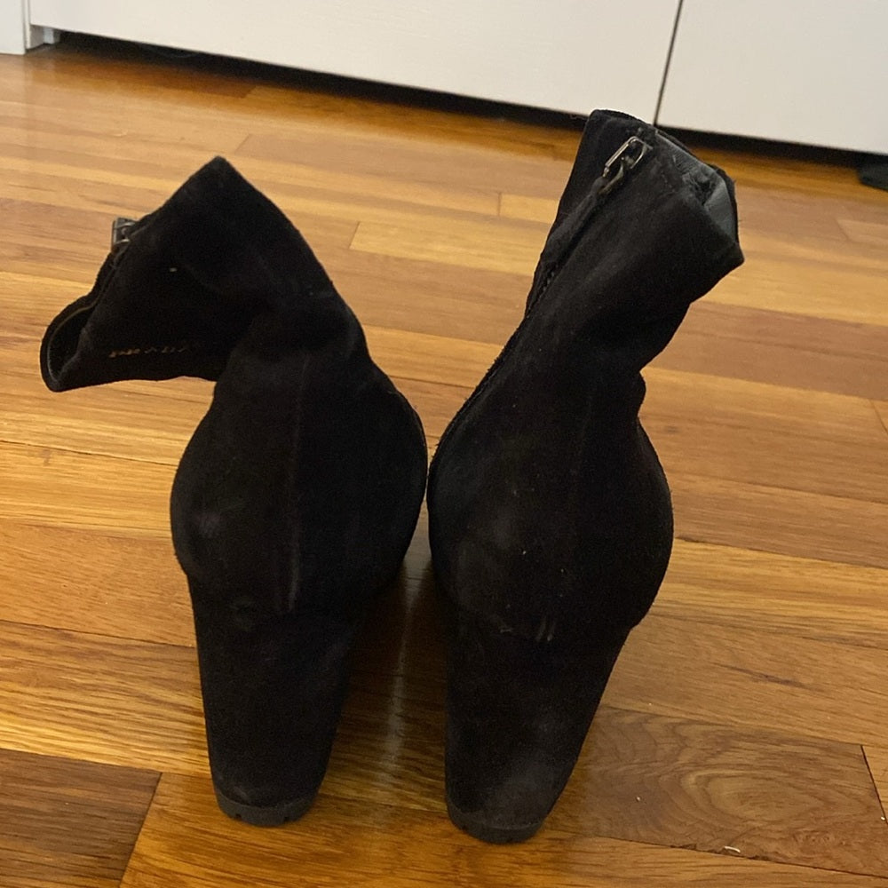 Prada Women’s Black Velvet Wedge Booties Size 36.5