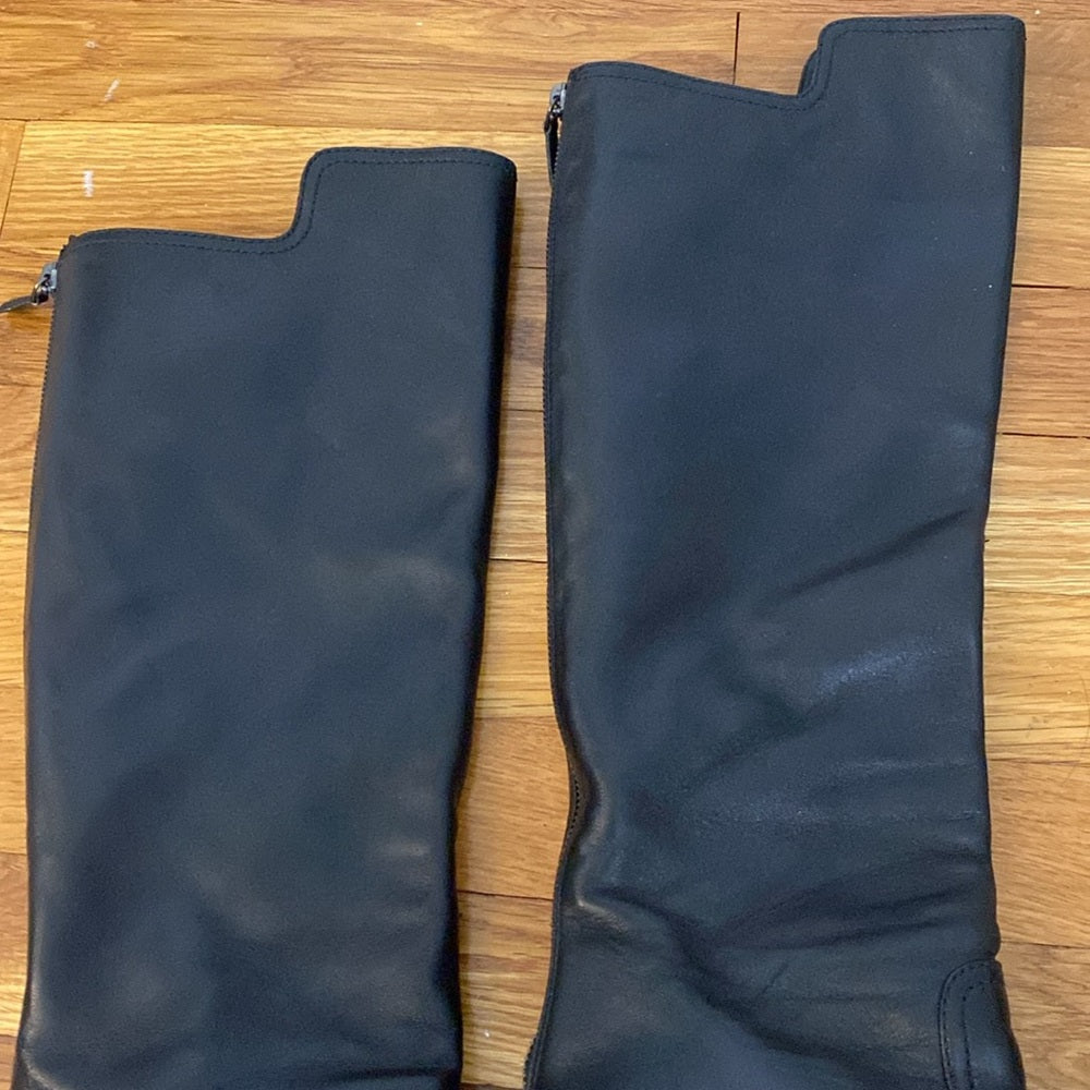 Prada Women’s Black Leather Knee High Wedge Boots Size 37.5