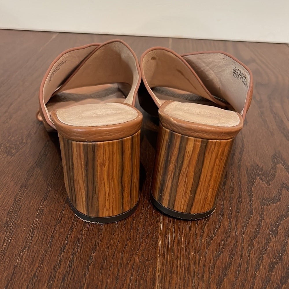 Alex Alex Women’s Brown Peddled Leather Criss Cross Sandals Size 7