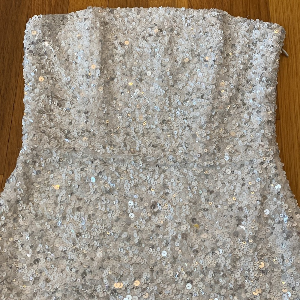 Retrofete Women’s White Strapless Sequin Mini Dress Size XS