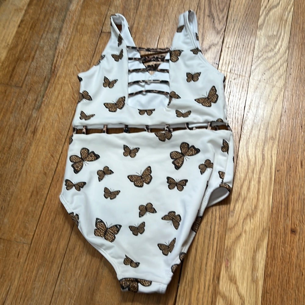 Peixoto Kid’s White Butterfly Print One Piece Bathing Suit Size 10