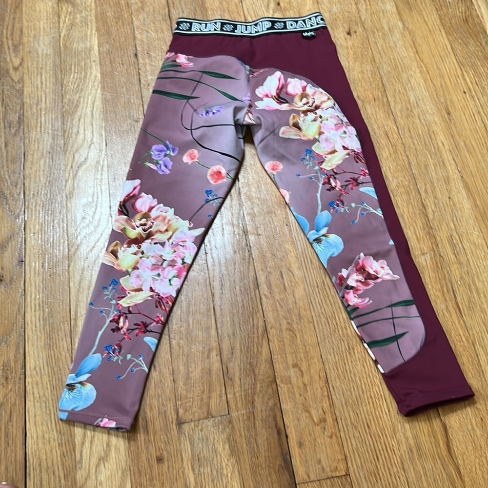 Molo Kid’s Maroon Floral Leggings Size 5-6