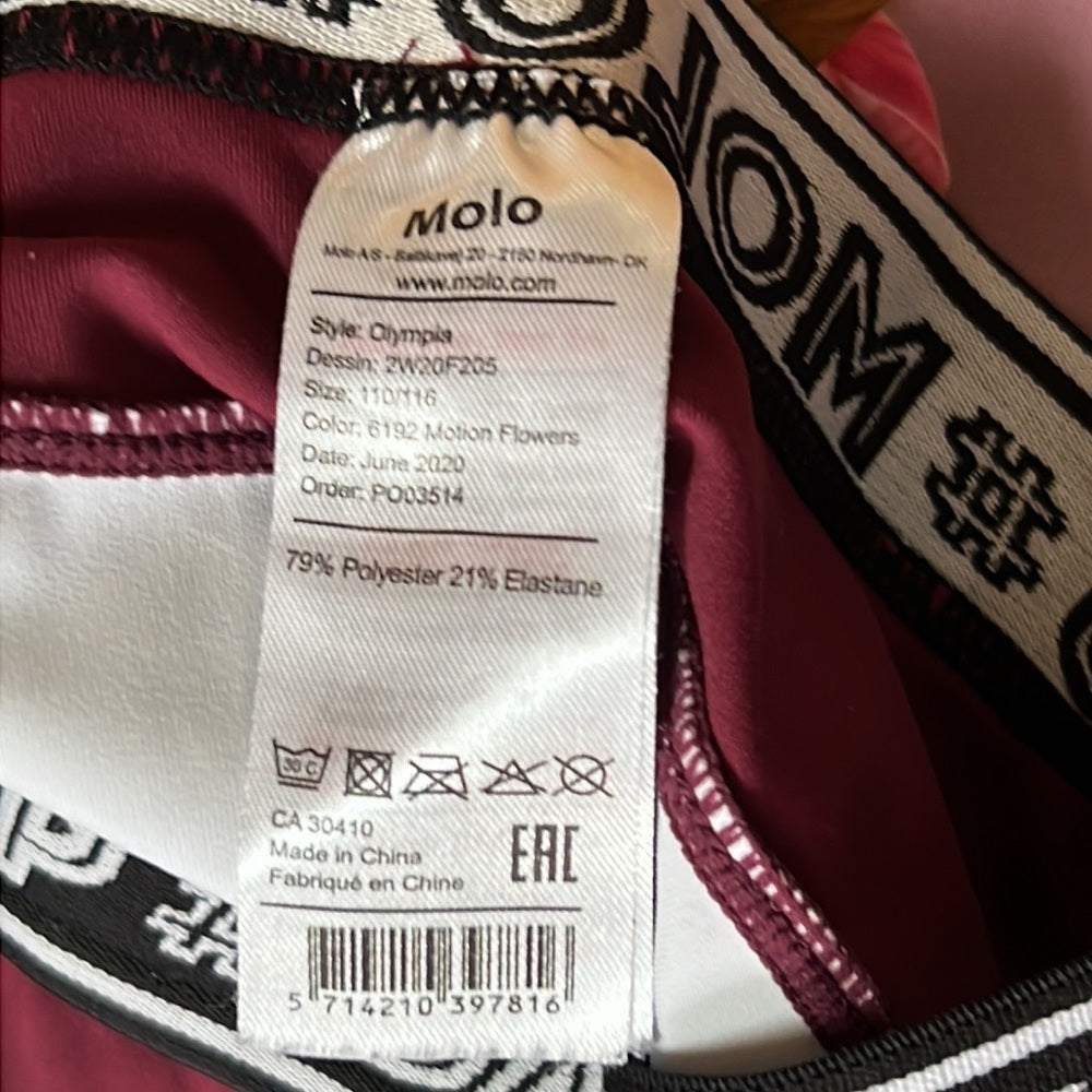 Molo Kid’s Maroon Floral Leggings Size 5-6