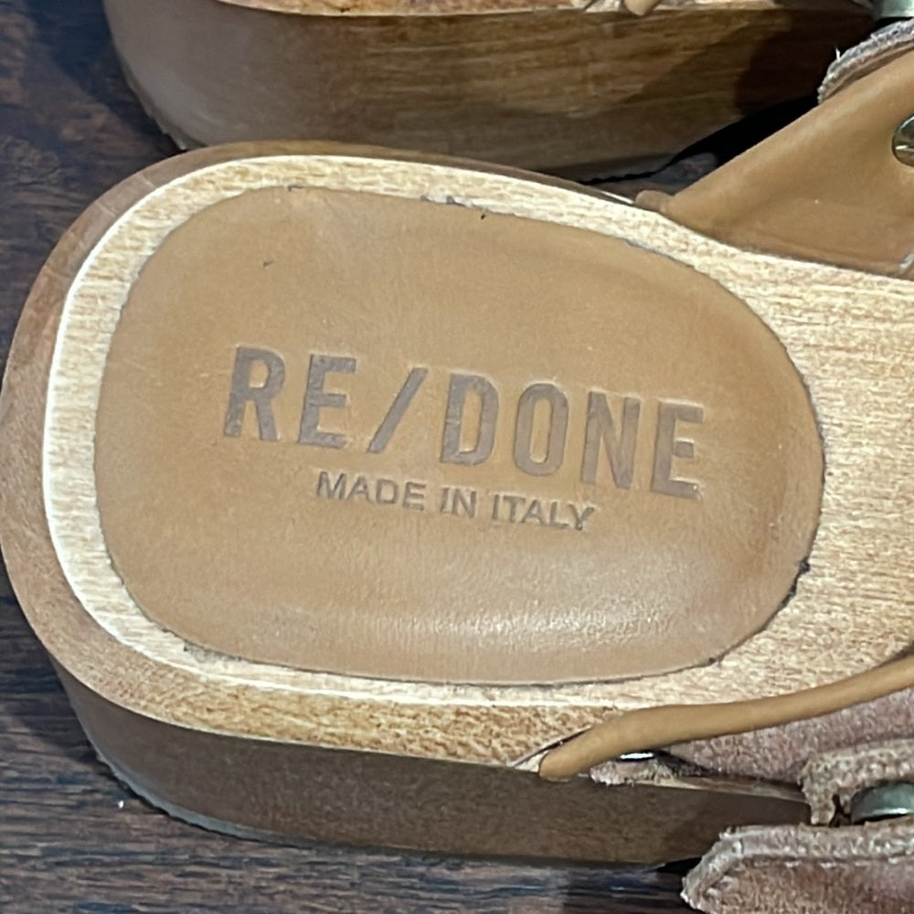 Re/Done Women’s Camel Suede Classic 70s Clog Size 36/6