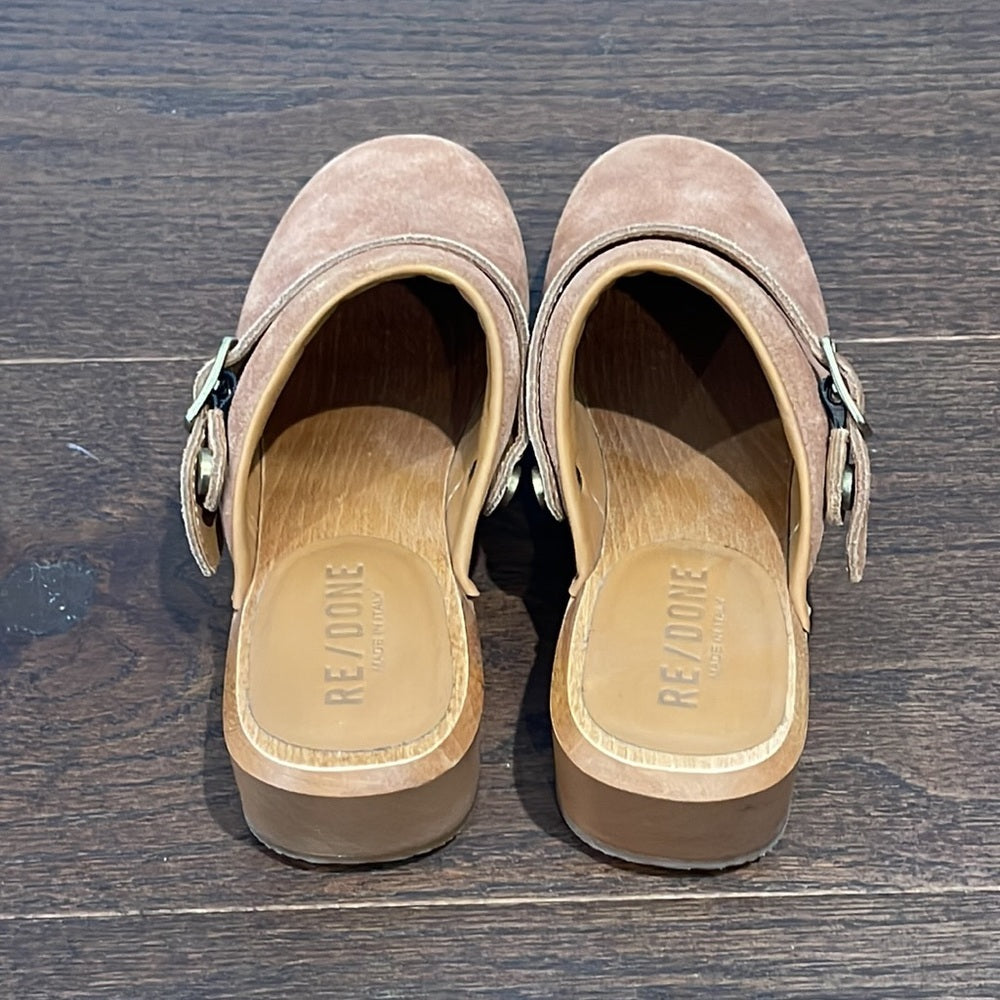 Re/Done Women’s Camel Suede Classic 70s Clog Size 36/6