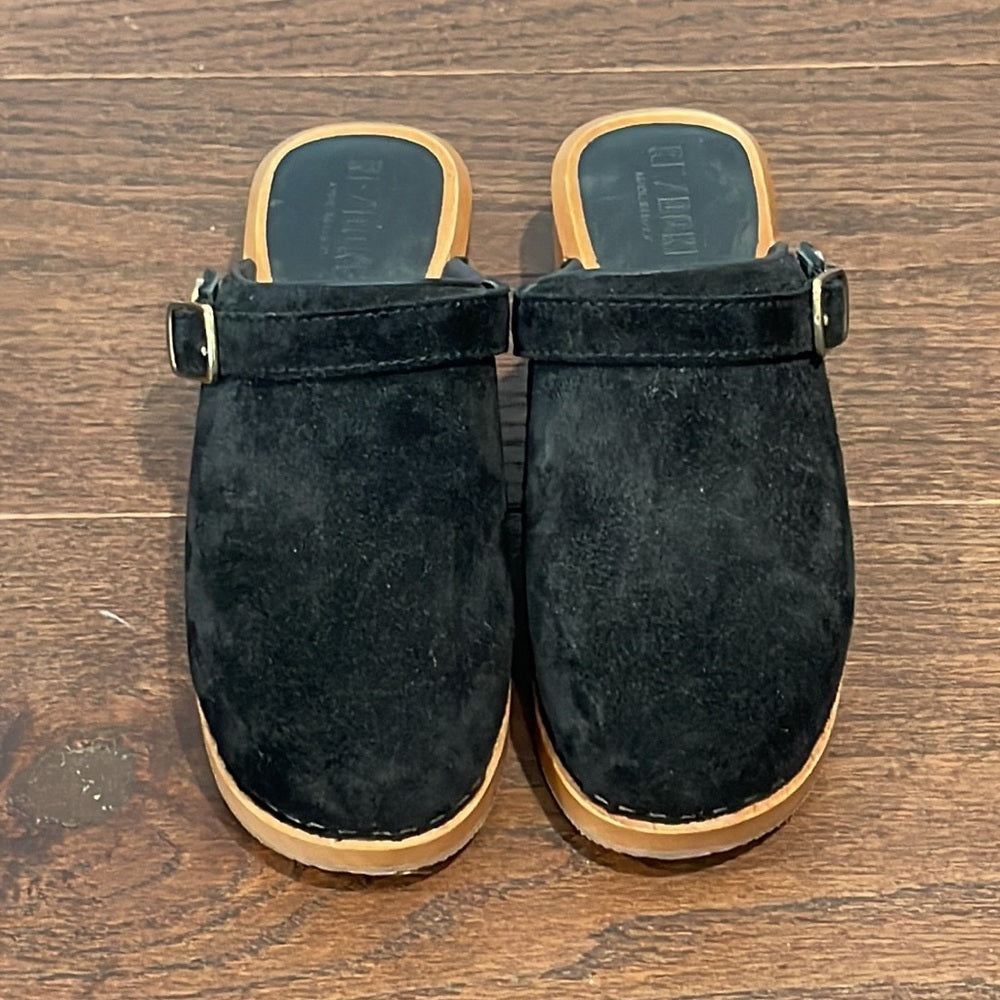 Re/Done Black Suede Classic 70s Clog Size 36/6