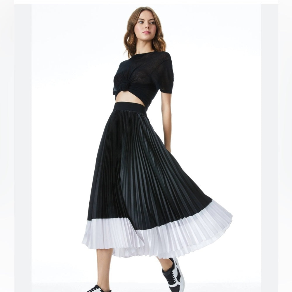 NWT Alice + Olivia Woman’s Black and White Striped Skirt Size 2