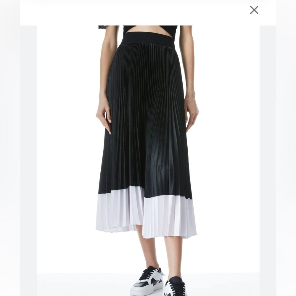 NWT Alice + Olivia Woman’s Black and White Striped Skirt Size 2