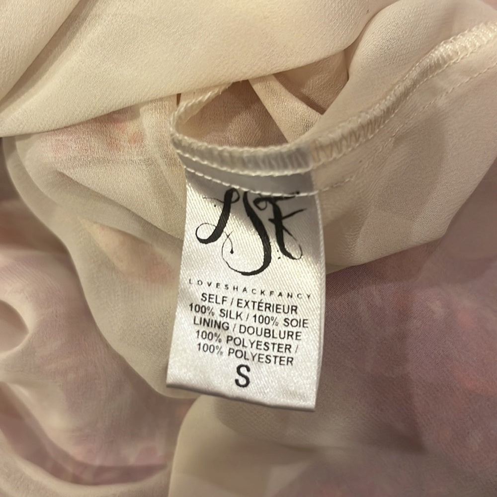 LoveShackFancy Woman’s Printed Silk Long Sleeve Mini Dress Size S