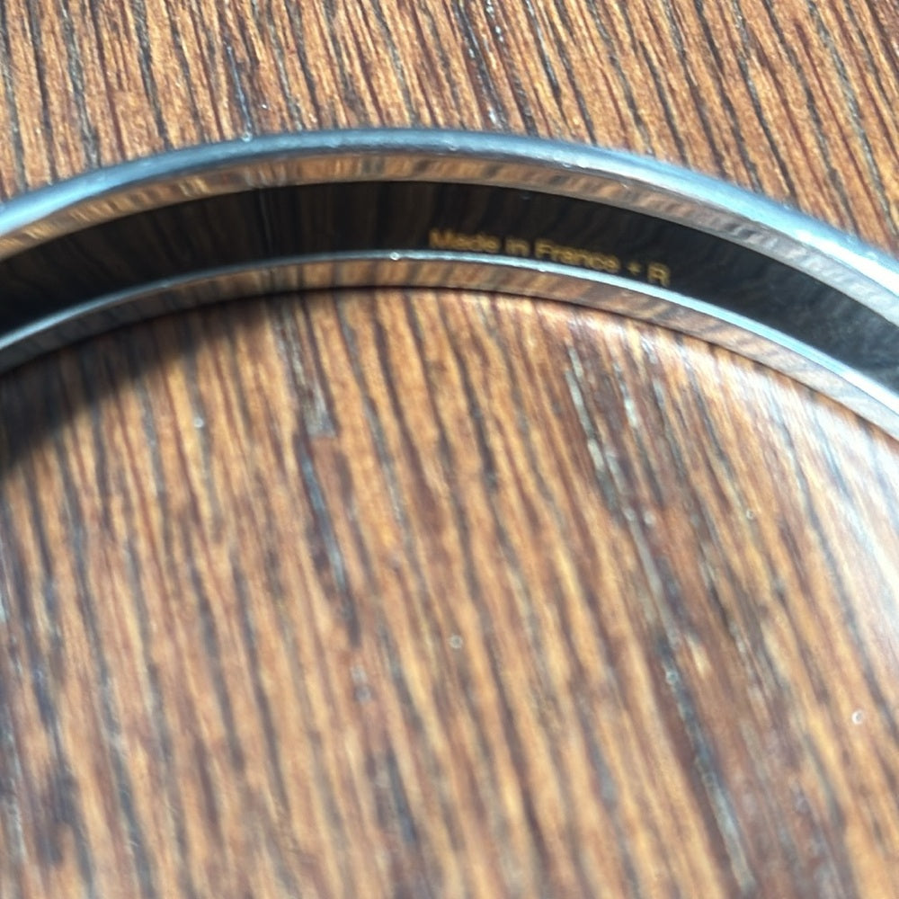 Hermes Silver and Grey Enamel Thin Bangle Bracelet