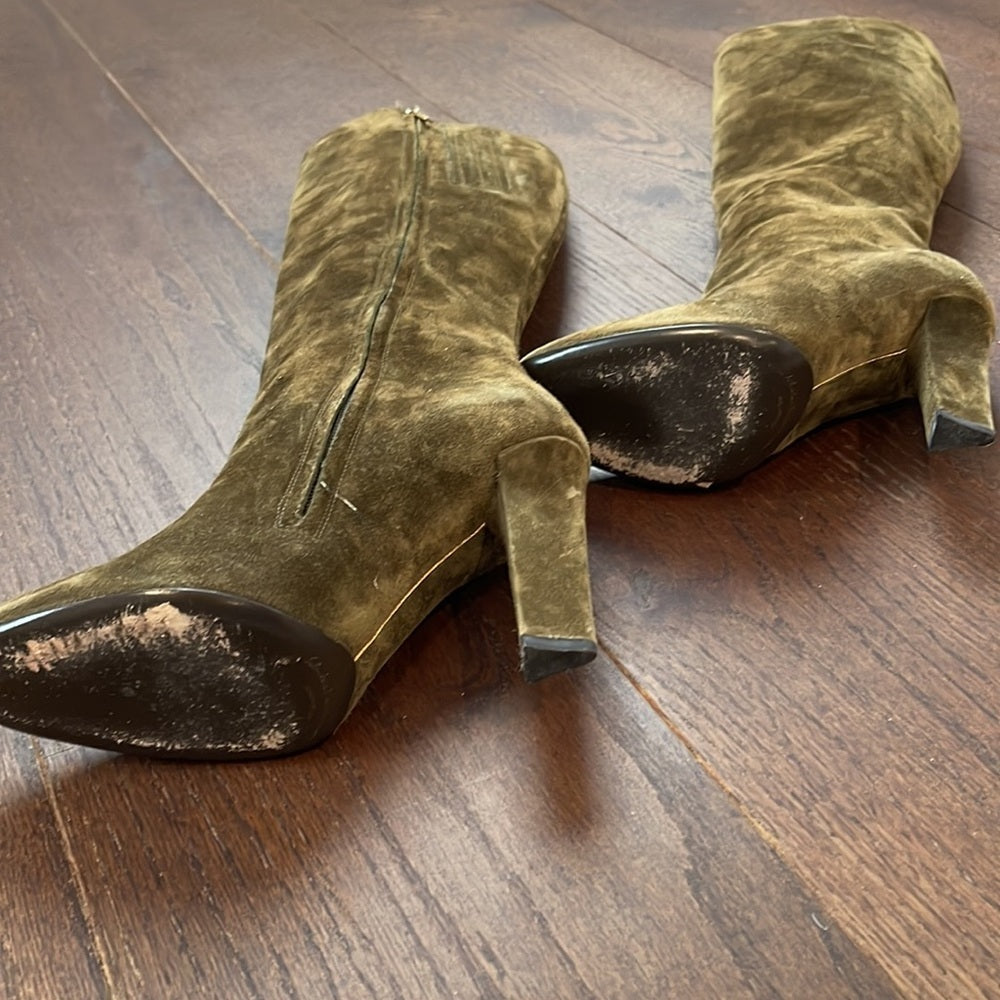 Salvatore Ferragamo Brown/Olive Green Suede Boots Size 6