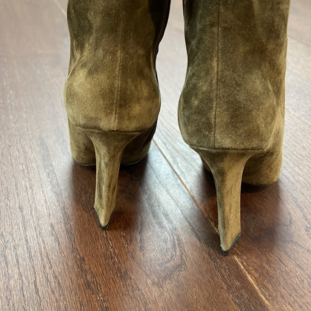 Salvatore Ferragamo Brown/Olive Green Suede Boots Size 6