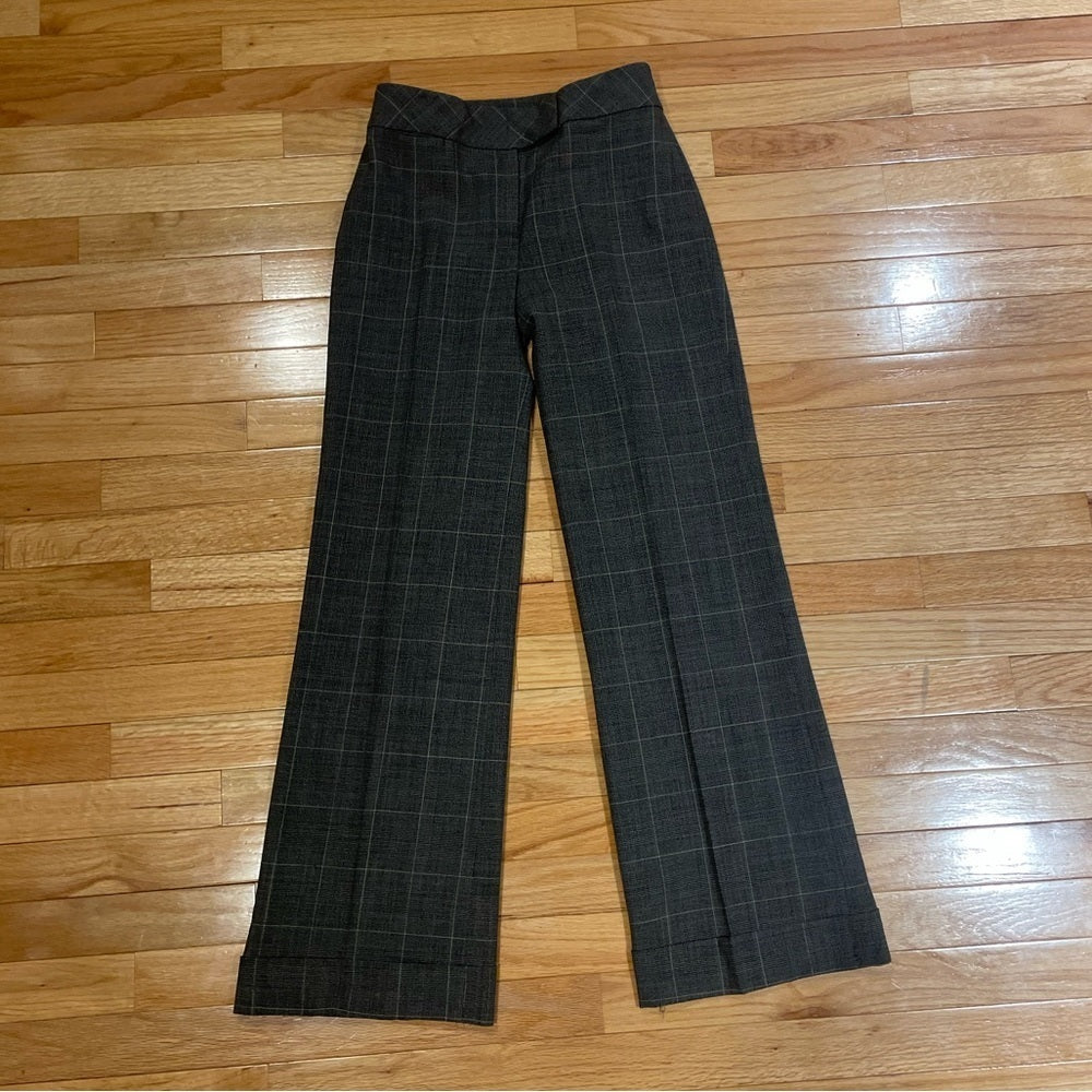 Ann Taylor Grey Plaid Straight Leg Pants Size 0
