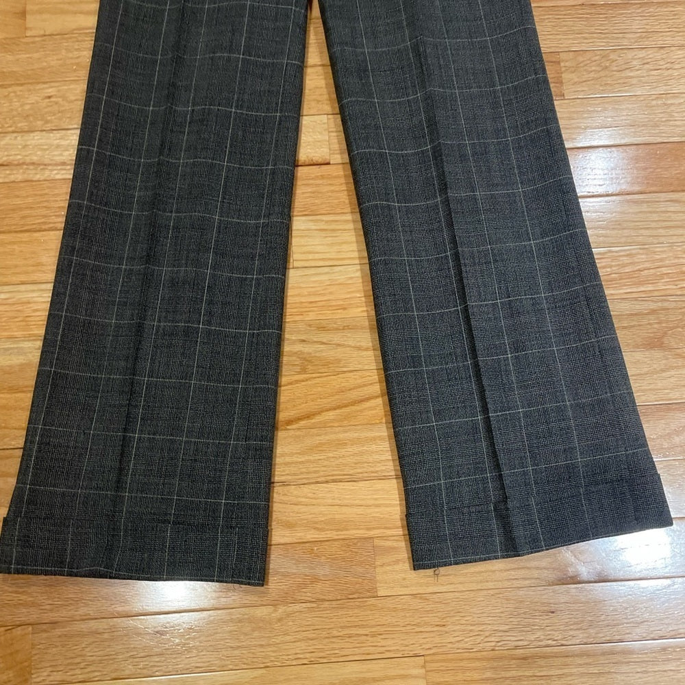 Ann Taylor Grey Plaid Straight Leg Pants Size 0
