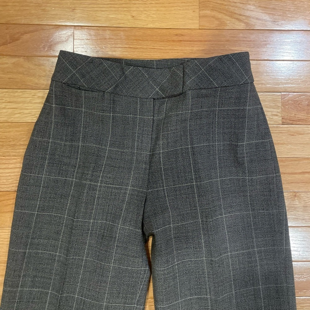 Ann Taylor Grey Plaid Straight Leg Pants Size 0