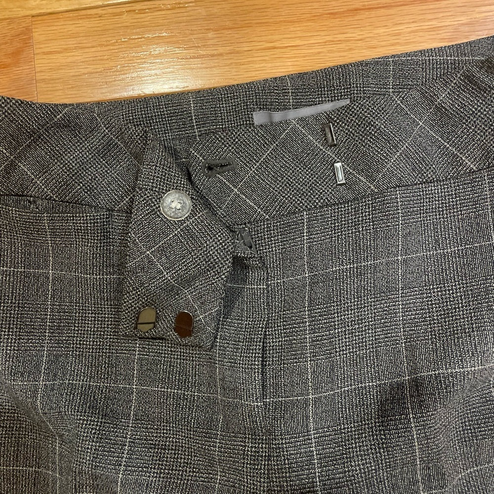 Ann Taylor Grey Plaid Straight Leg Pants Size 0