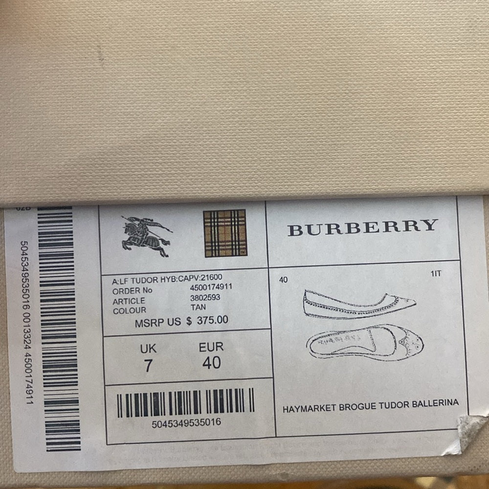 Burberry Women’s Brown Checkered Flats Size 40
