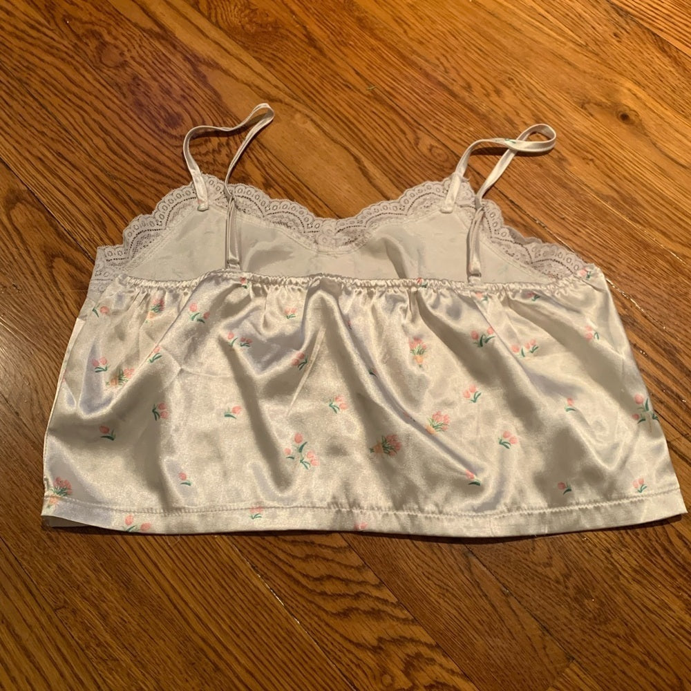 WHITE Floral Pajama Tank Top and Shorts Set Size Small