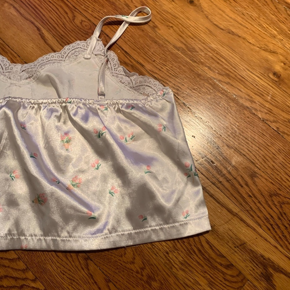 WHITE Floral Pajama Tank Top and Shorts Set Size Small
