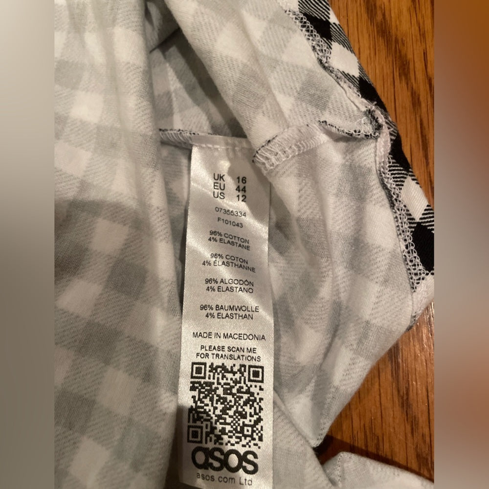 Asos Black and White Plaid Dress Size 12