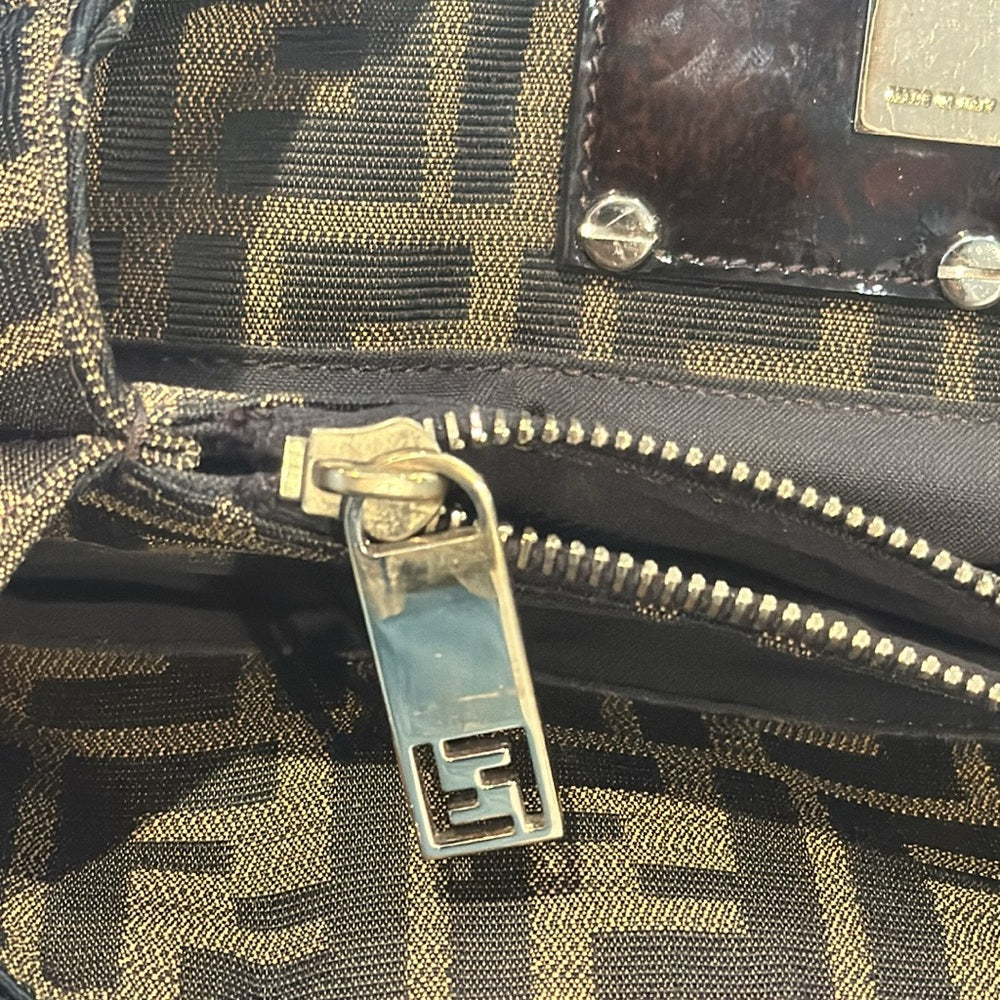 Fendi Mia Brown Cloth Shoulder or Satchel Bag