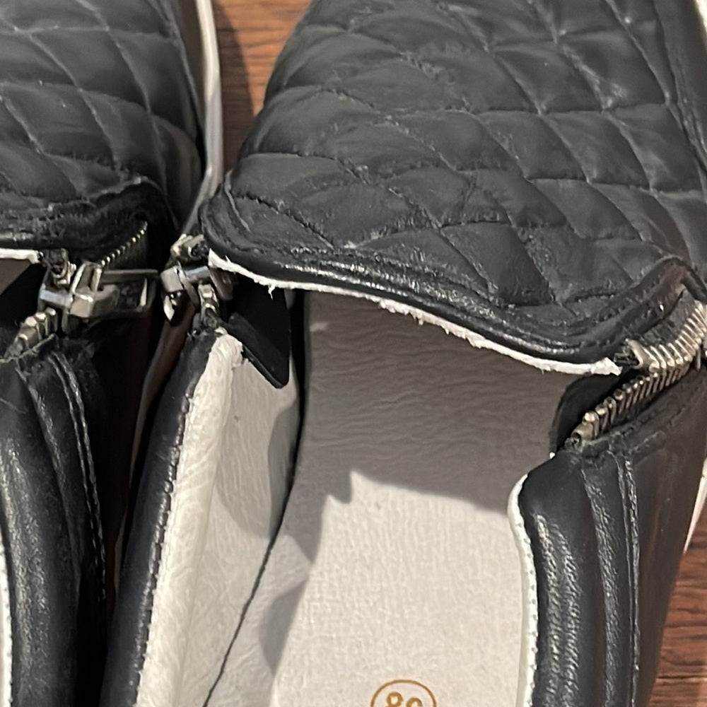 ASH Black Jodie Trainers Quilted Leather Sneakers Size 38/7