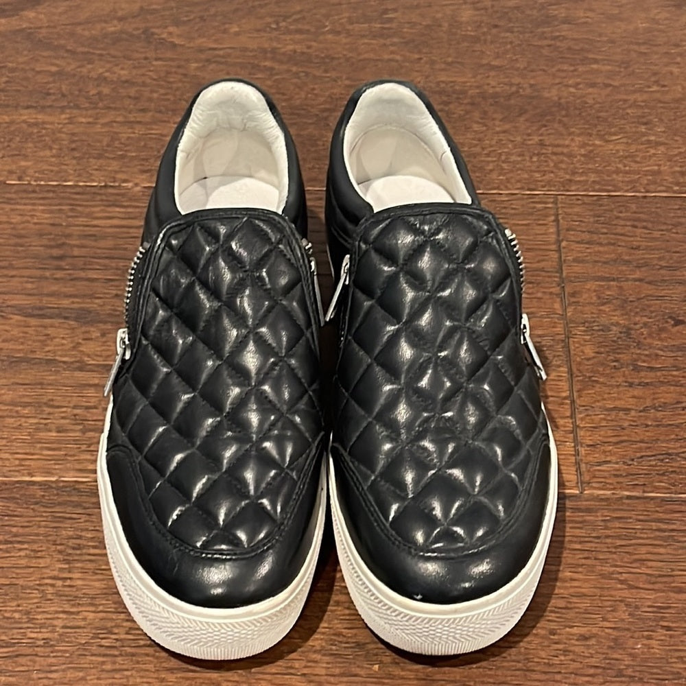 ASH Black Jodie Trainers Quilted Leather Sneakers Size 38/7