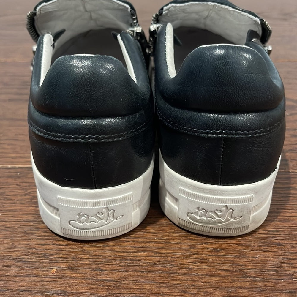ASH Black Jodie Trainers Quilted Leather Sneakers Size 38/7