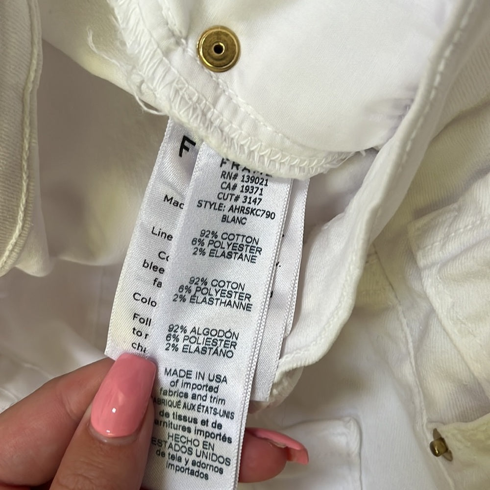 Frame Denim Ali High Rise Cigarette White Jeans Size 25
